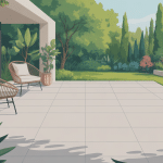 Amenagement terrasse beton moderne avec finitions et mobilier