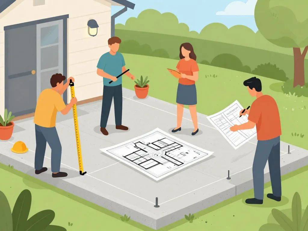 Amenagement terrasse beton preparation projet mesure et planification