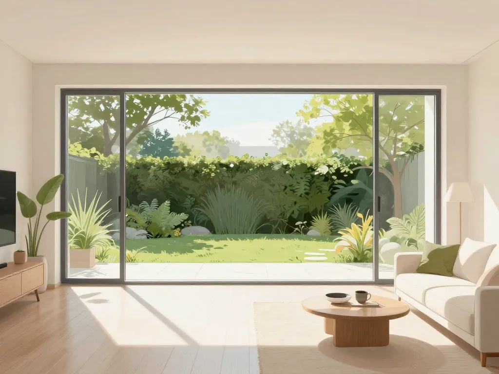 baie vitrée fixe salon lumineux