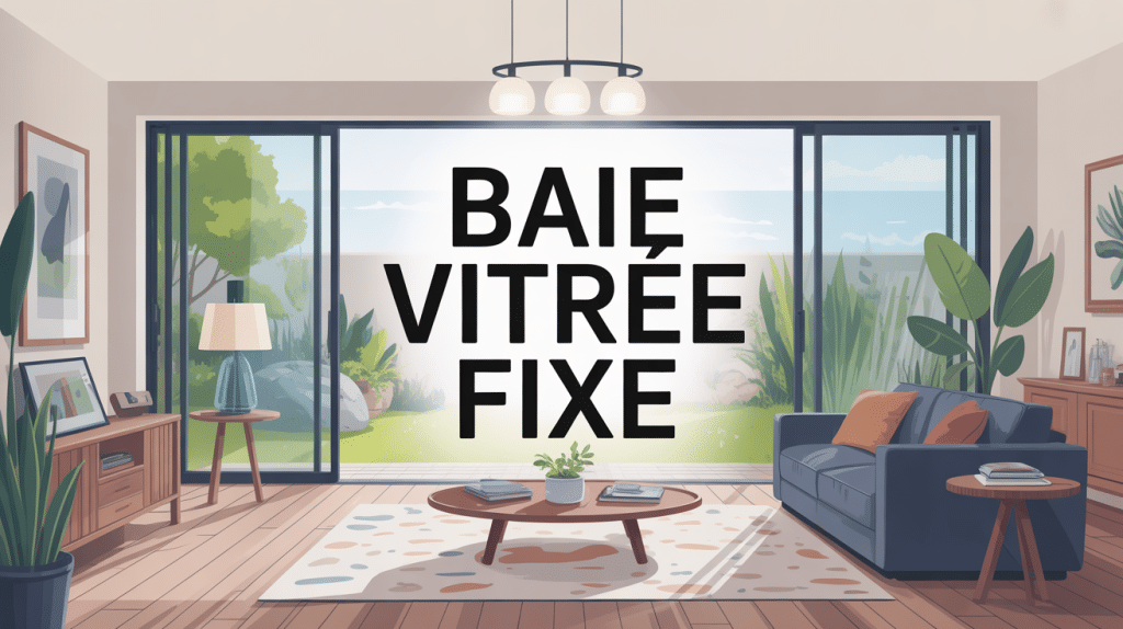 baie vitrée fixe vue jardin salon moderne