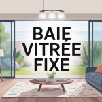 baie vitrée fixe vue jardin salon moderne