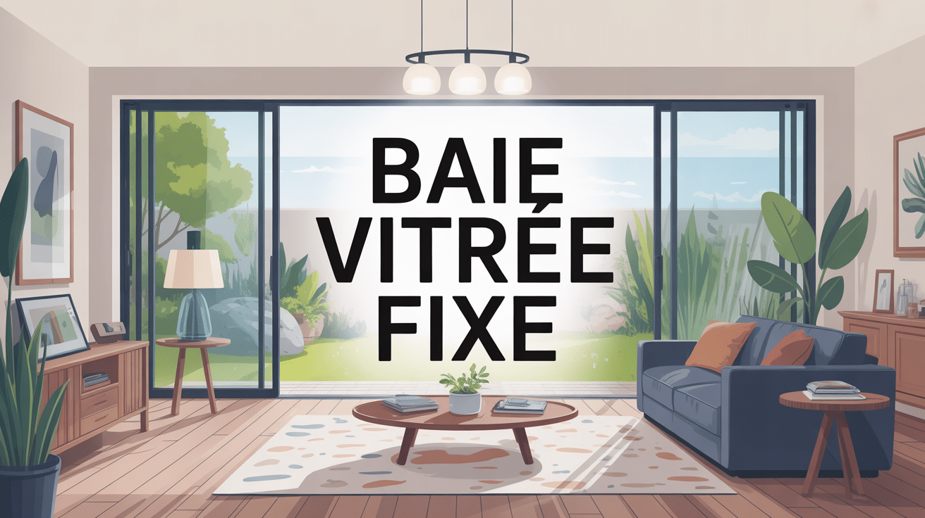 baie vitrée fixe vue jardin salon moderne