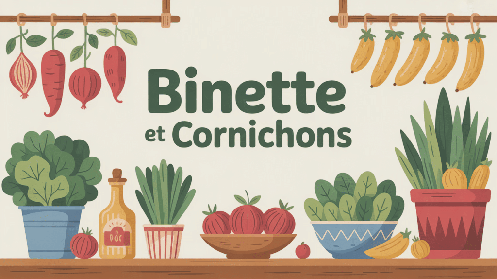 Illustration chaleureuse binette et cornichon bistrot potager