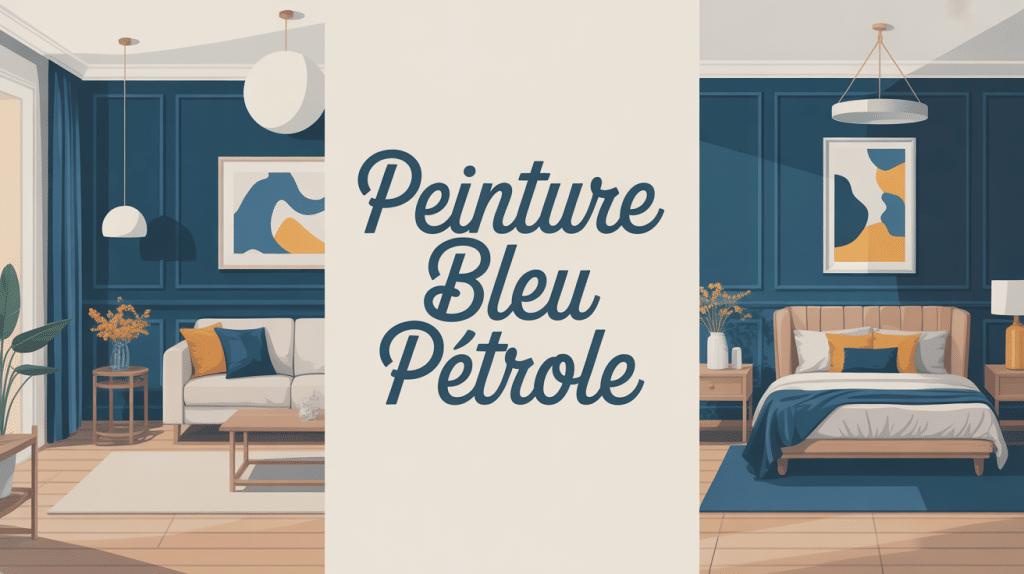 salon et chambre mural bleu pétrole peinture élégante