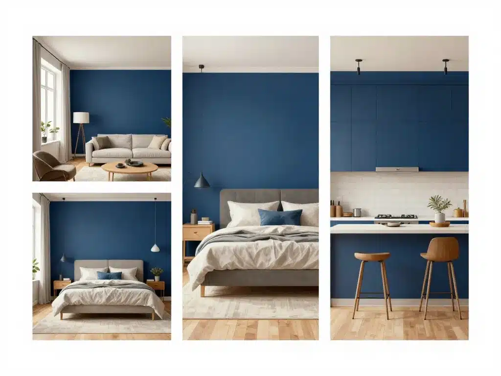 pièces maison avec murs bleu pétrole peinture et déco claire