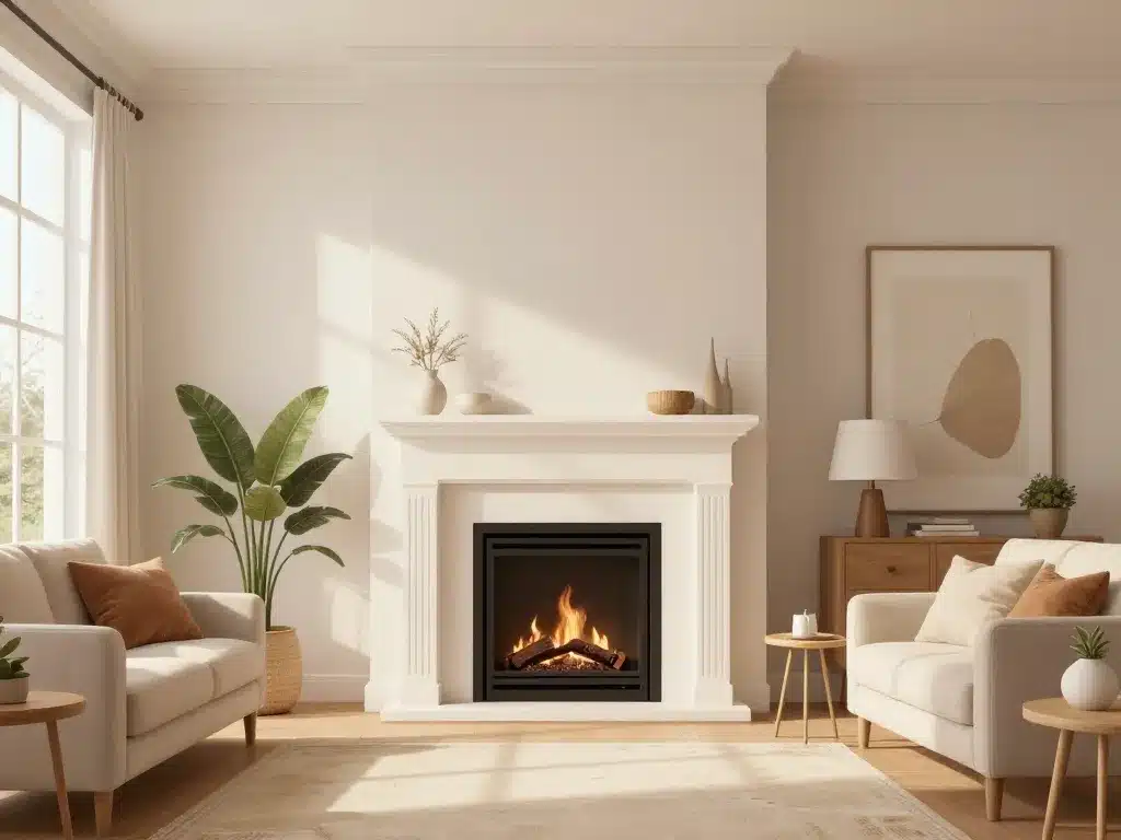 cheminée peinte intégrée à la décoration du salon