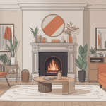 cheminée peinte mise en valeur dans salon contemporain