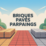 Illustration des briques pavés et parpaings sur chantier et jardin