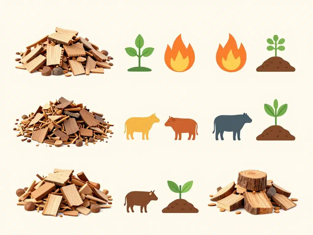 différents types copeaux de bois usages