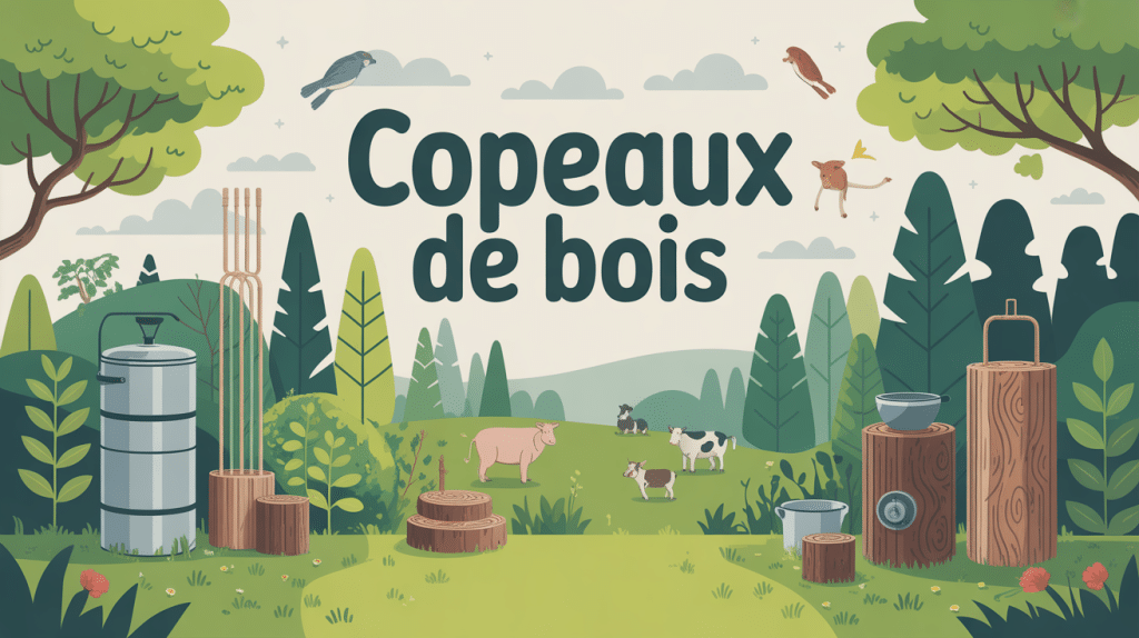 vue d'ensemble copeaux de bois jardin chauffage animaux