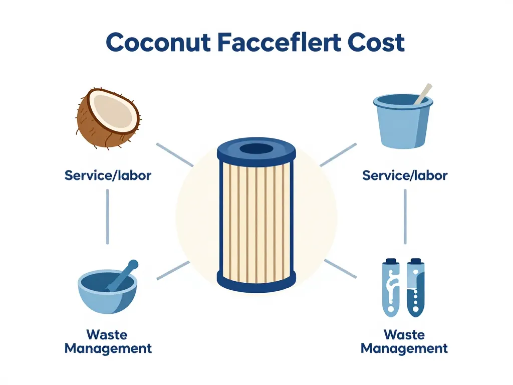 Diagramme coût remplacement filtre coco, composants et accessoires