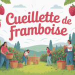 cueillette framboise joyeuse dans verger été