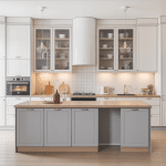 cuisine blanche plan de travail gris visuel principal contemporain