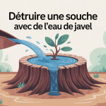 illustration détruire souche eau de javel jardin