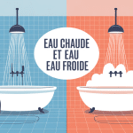 illustration salle de bain eau chaude et eau froide