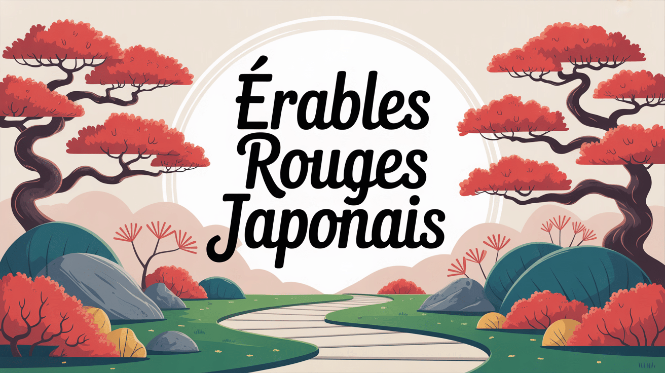 erables rouges japon dans un jardin zen avec feuillage rouge