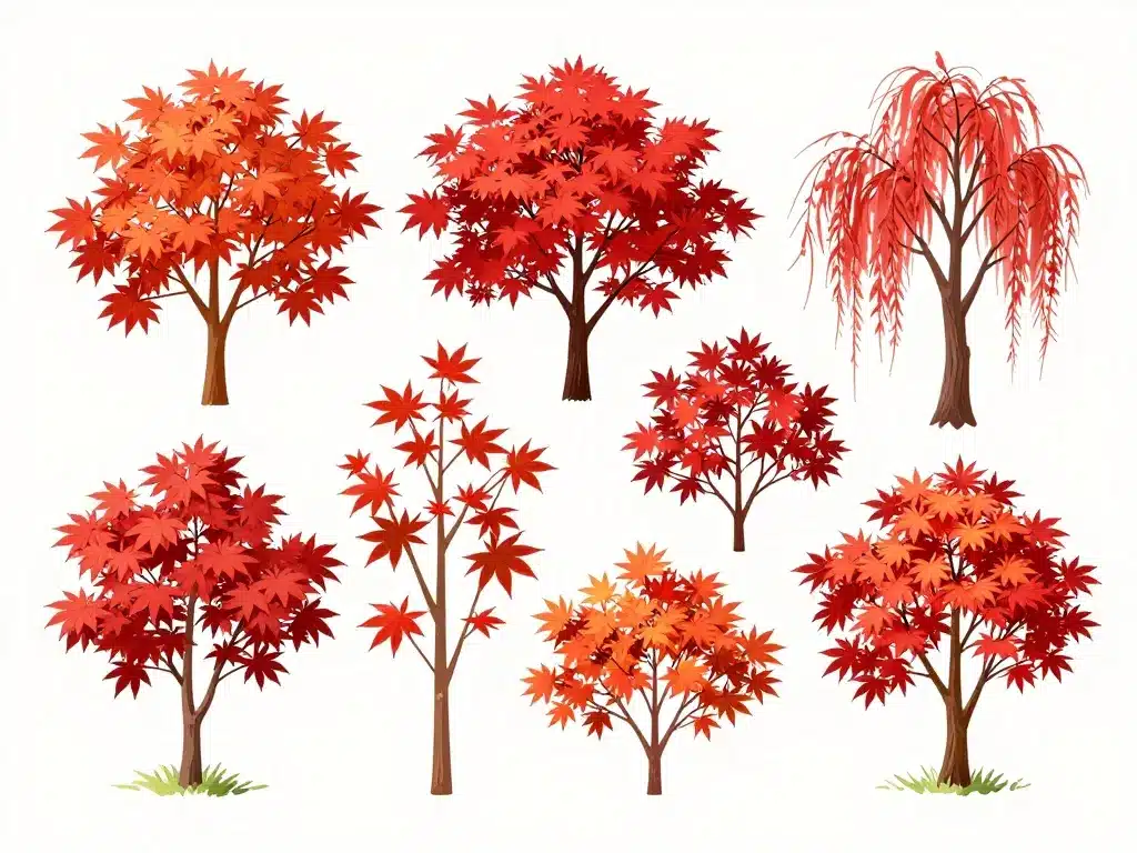 differentes varietes erables rouges japon feuilles colorées