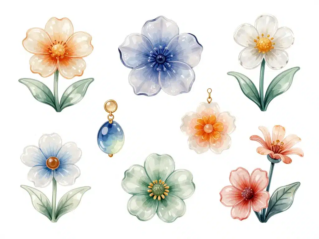 différents types de fleur de verre illustration