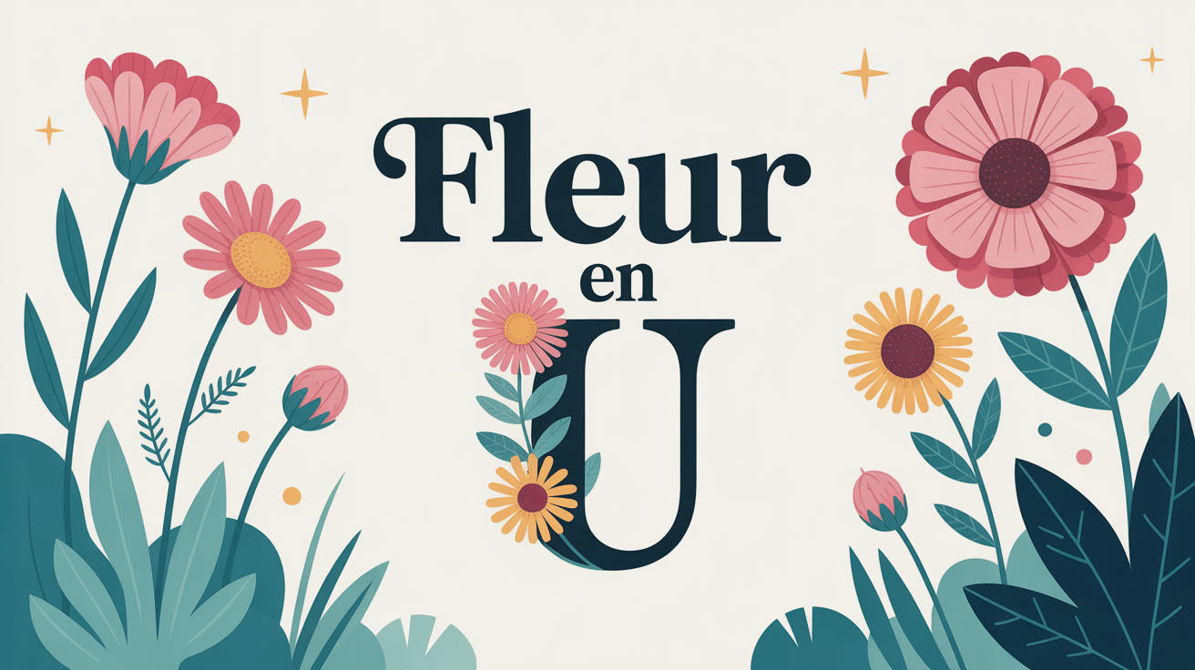Illustration moderne de fleurs en u dans un jardin stylisé