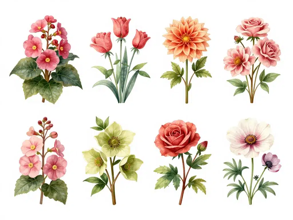 illustration fleurs originales jardin qui ressemblent à une rose
