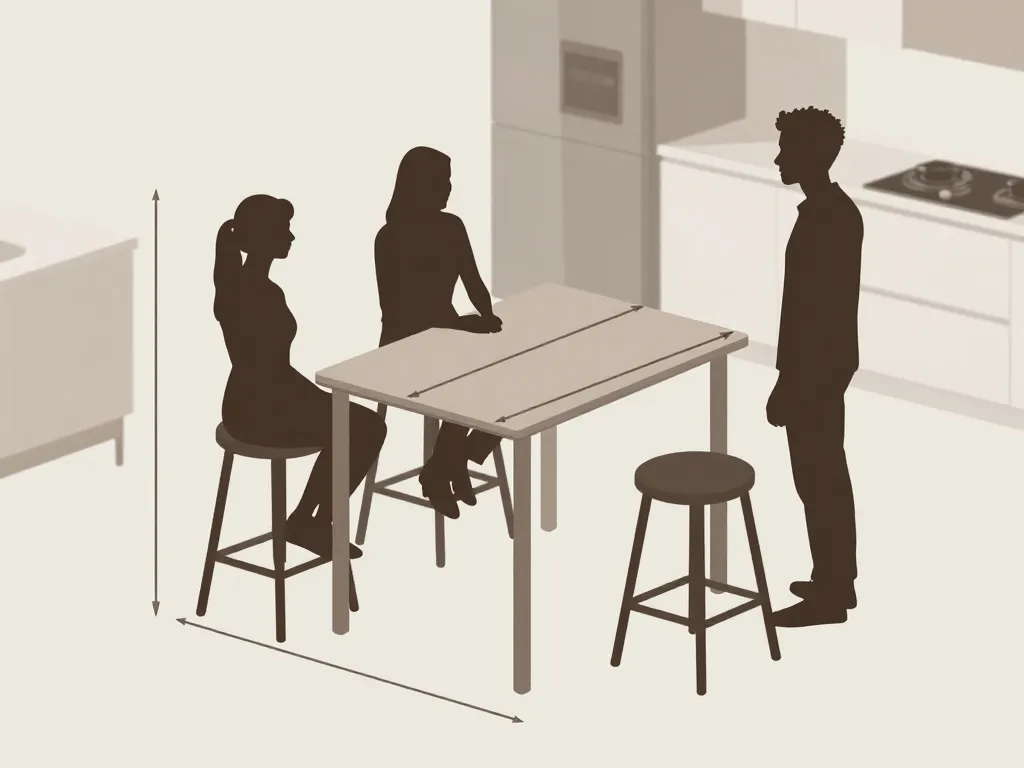hauteur table haute diagramme dimensions ergonomiques