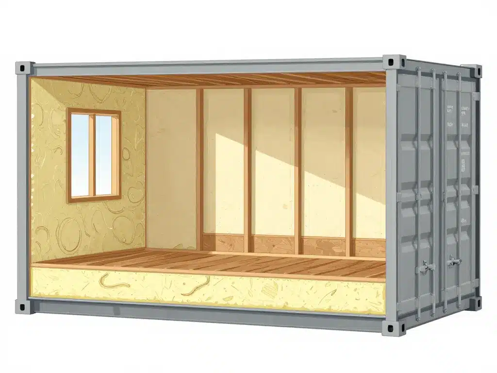 isolation et materiaux interieur maison container