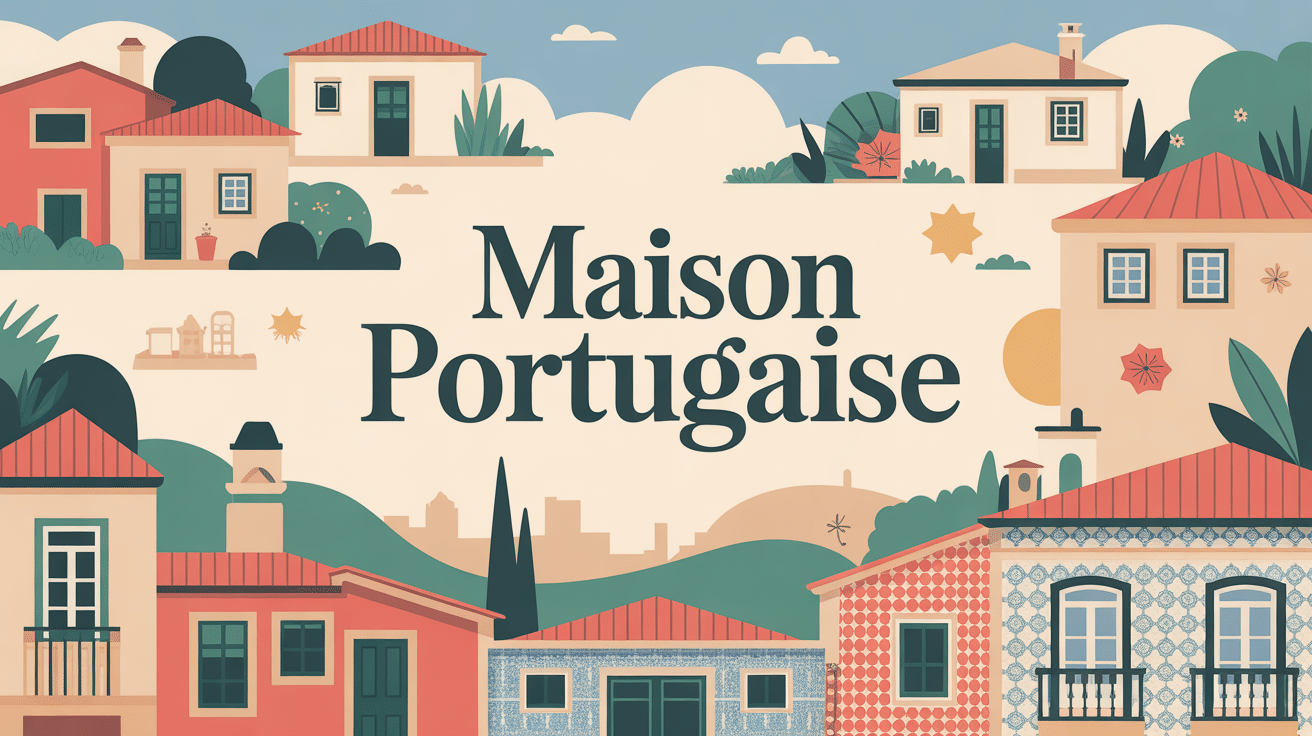 illustration maison portugaise azulejos et villa moderne