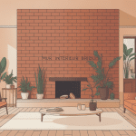 mur interieur brique dans un salon contemporain avec lumière douce