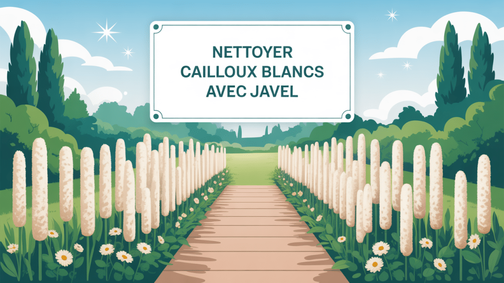 nettoyer cailloux blancs javel illustration jardin