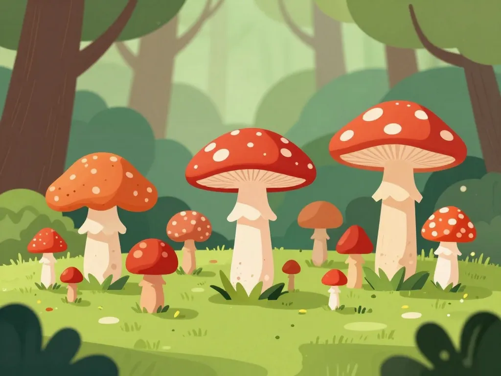 différents petits champignons rouges diversité forêt