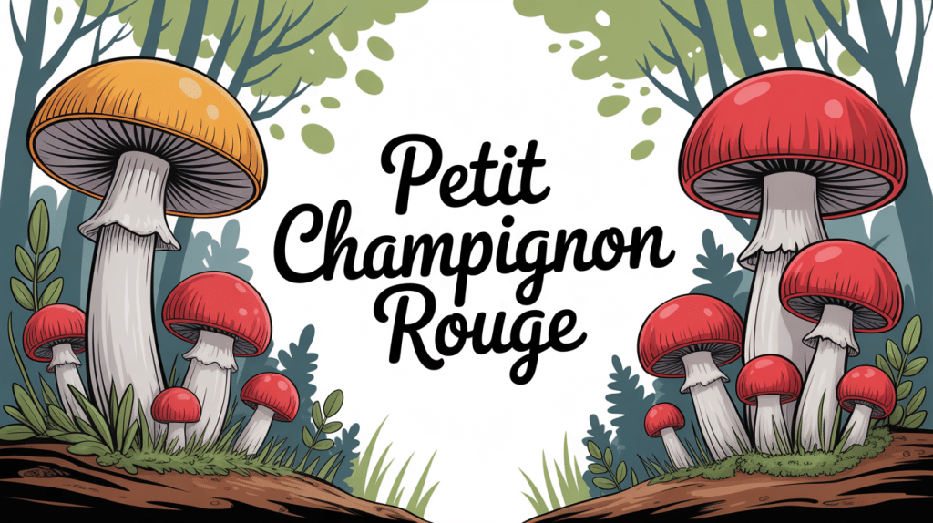 petit champignon rouge dans la nature, illustration centrale