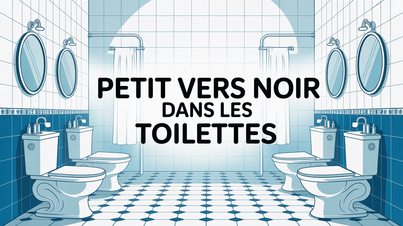 illustration salle de bain avec petit vers noir dans les toilettes