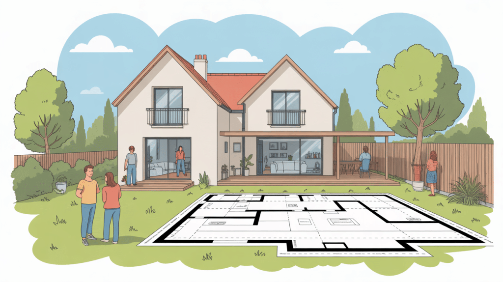 plan extension maison 40m2 illustration vectorielle maison et extension