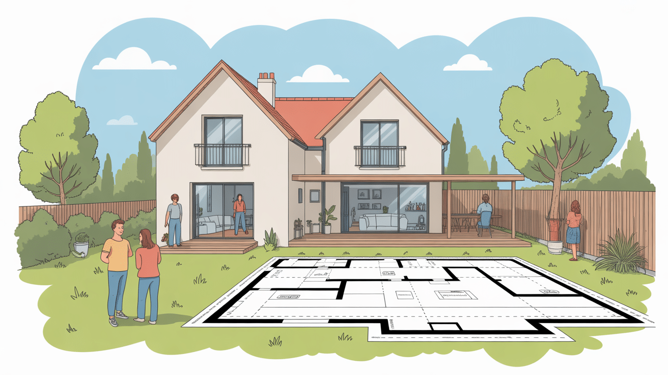 plan extension maison 40m2 illustration vectorielle maison et extension