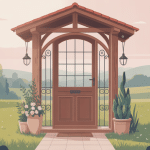 illustration porte d'entrée style campagne bois massif ferronnerie