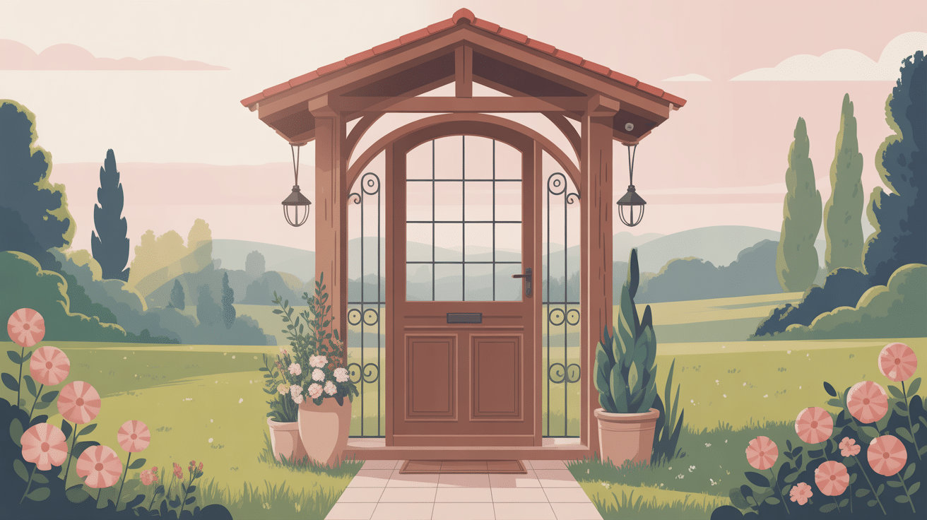 illustration porte d'entrée style campagne bois massif ferronnerie