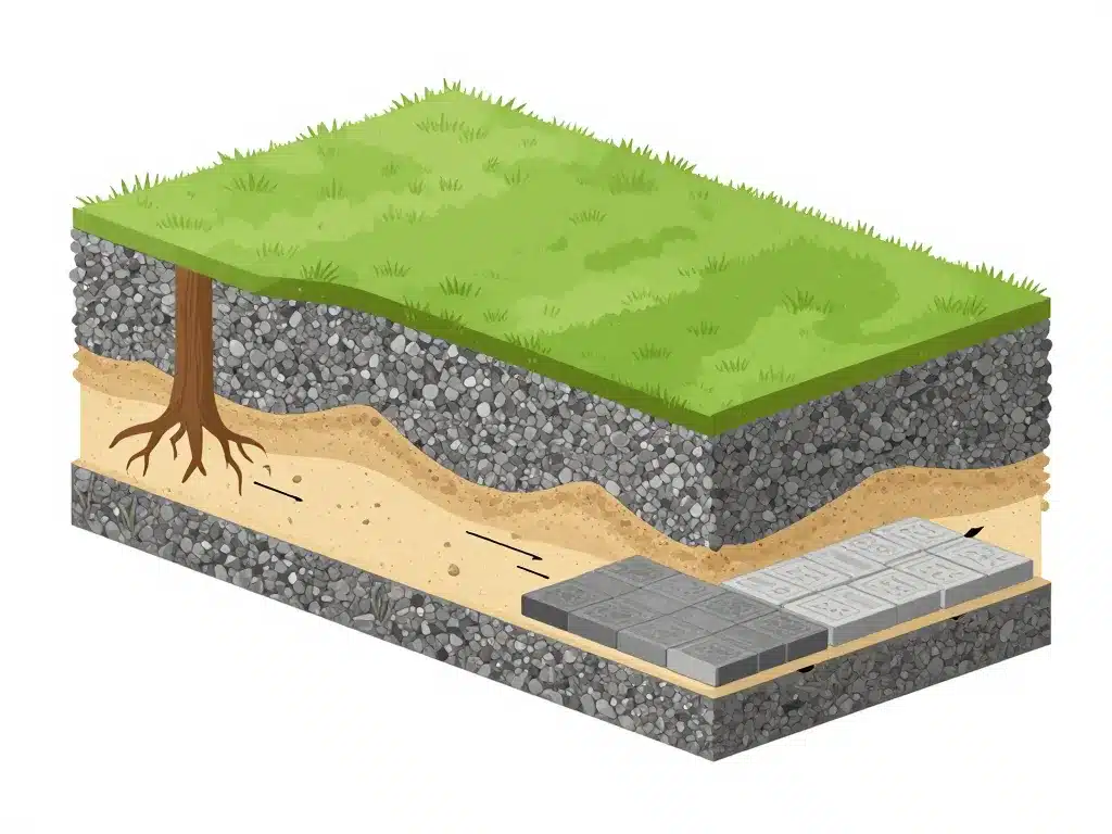 pose dalle sur sable schéma préparation couches sol