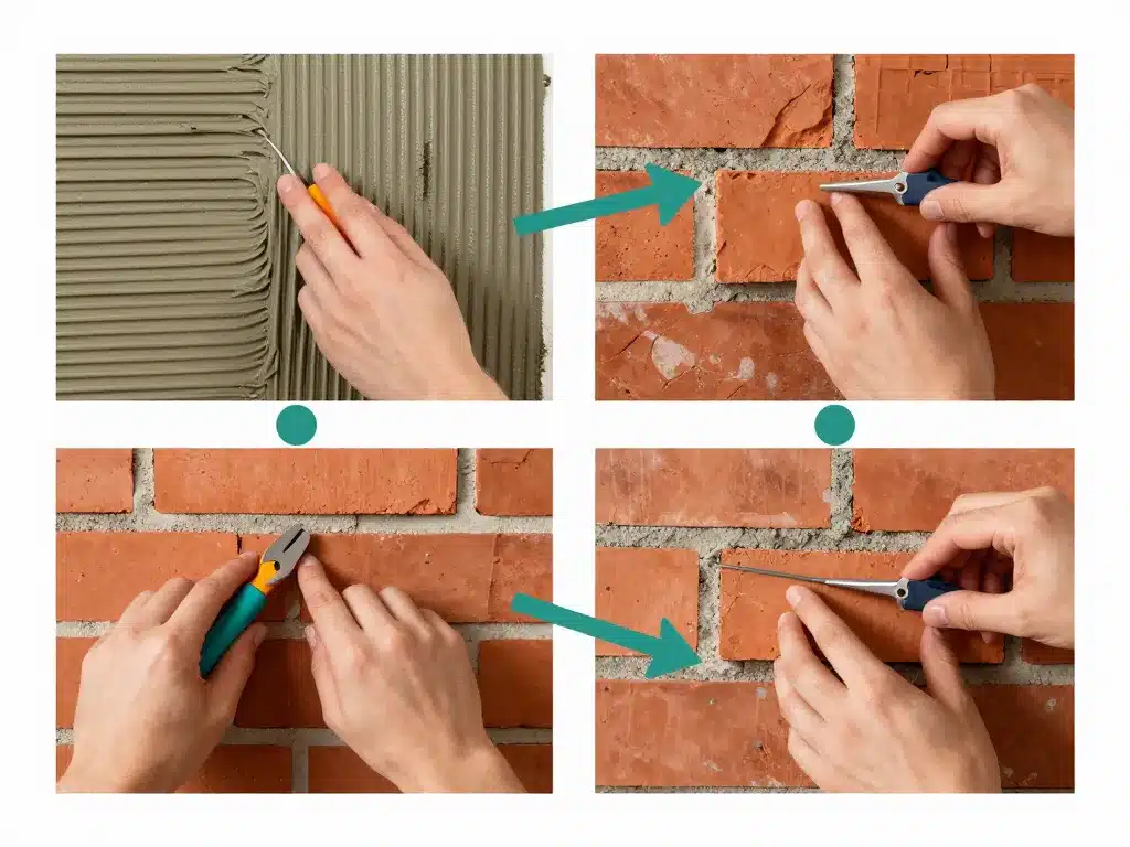 techniques pose mur interieur brique preparation collage joints