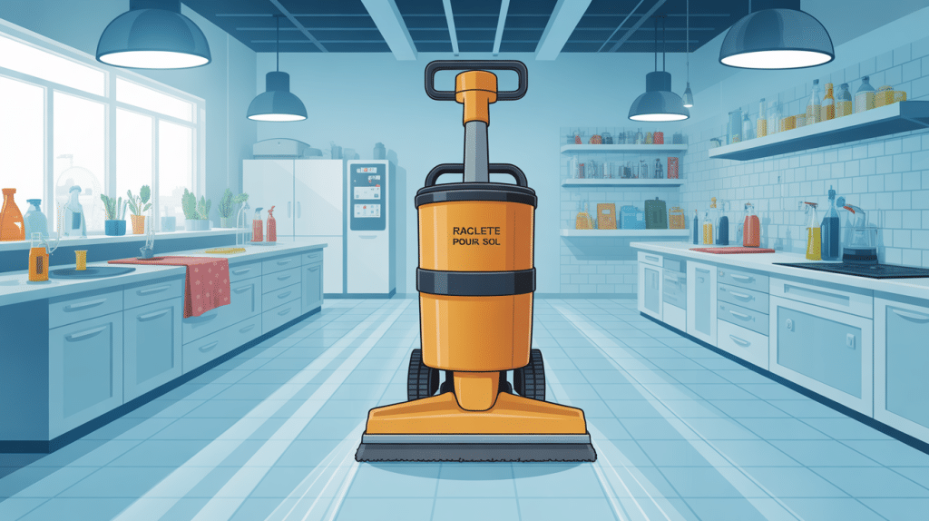 raclette professionnelle pour sol utilisée en cuisine, atelier et hôpital