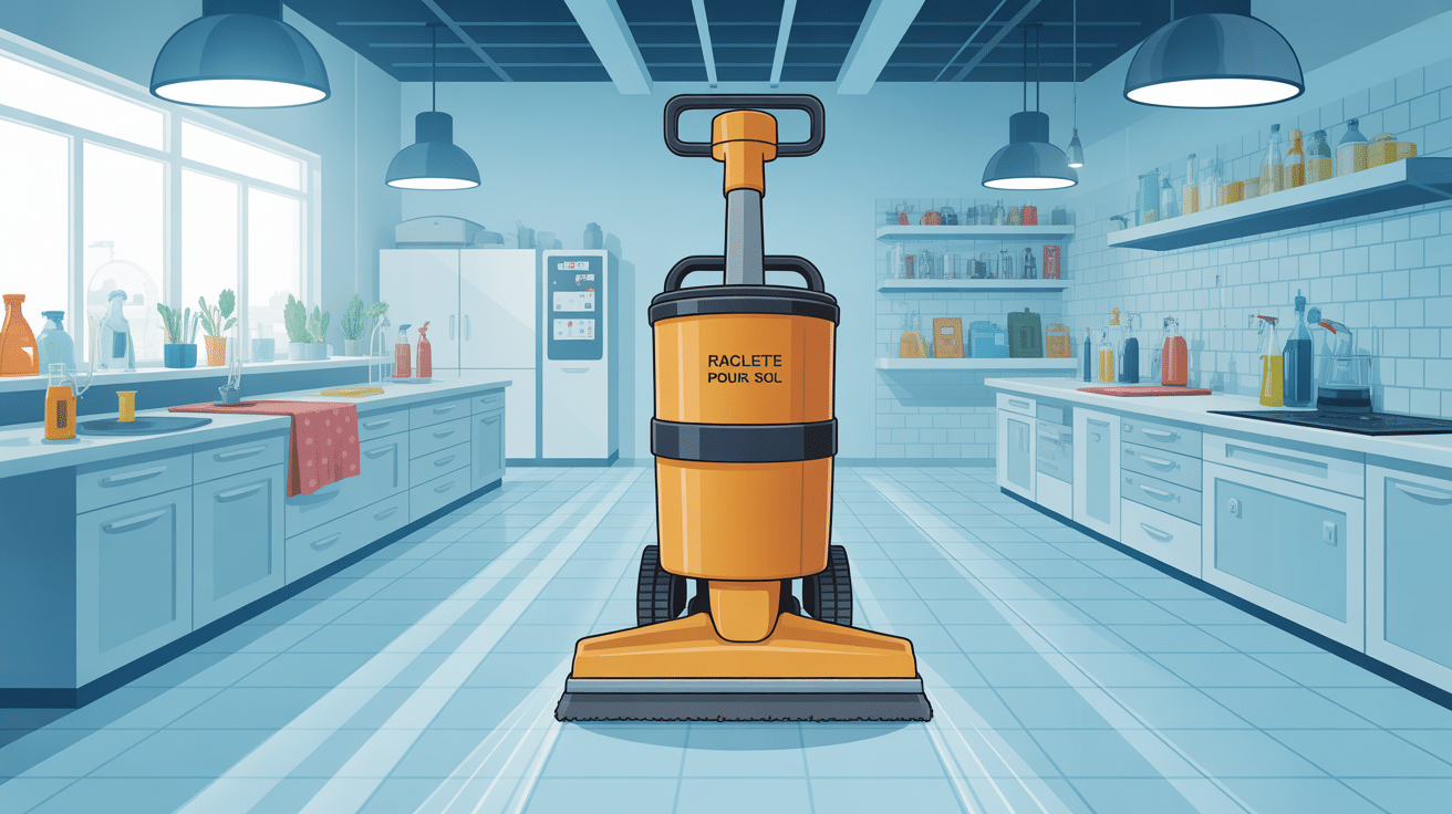 raclette professionnelle pour sol utilisée en cuisine, atelier et hôpital