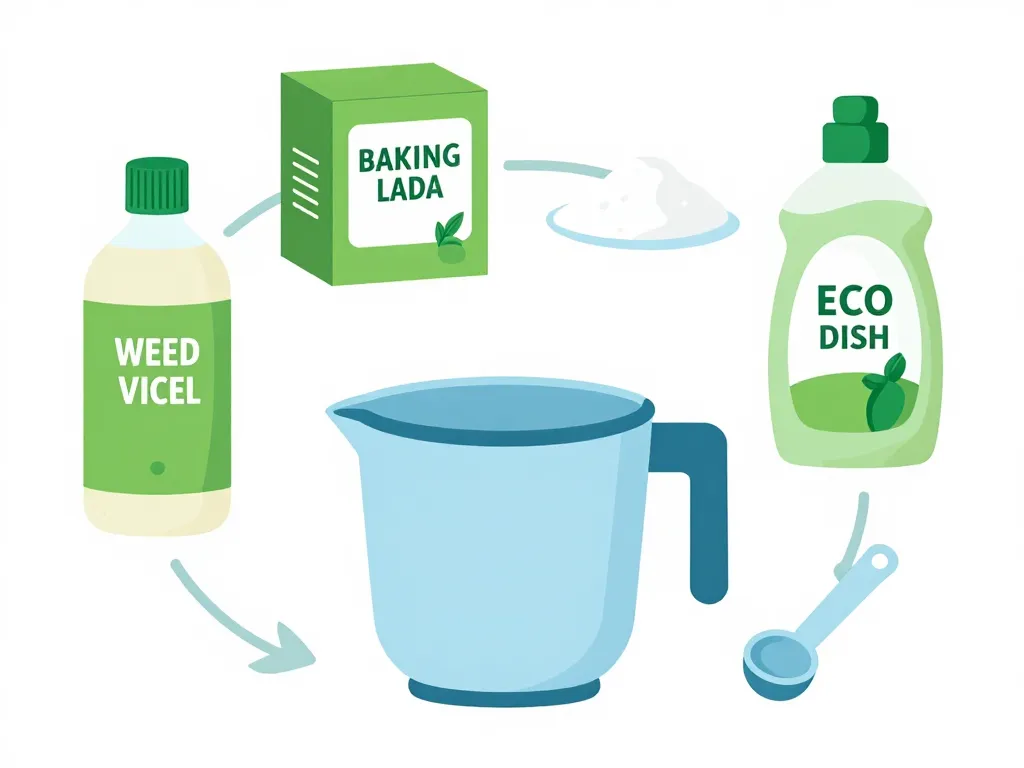 Recette désherbant naturel bicarbonate et vinaigre schéma ingrédients