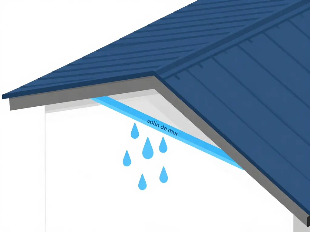 coupe solin mur barrière eau sur toiture