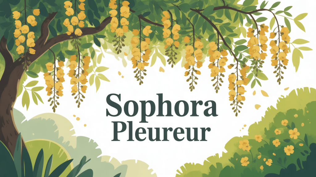 Sophora pleureur branches retombantes fleurs jaunes jardin