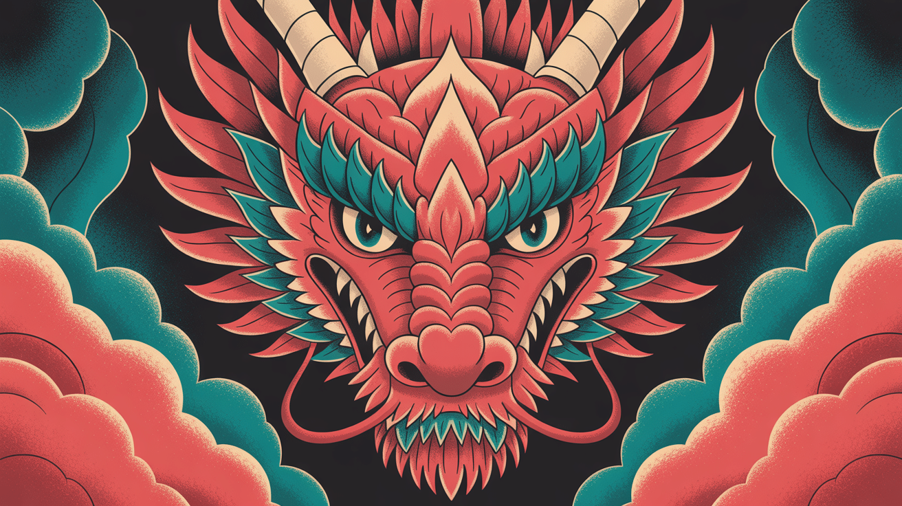 illustration digitale tete de dragon style asiatique et occidental