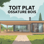 Illustration toit plat ossature bois moderne