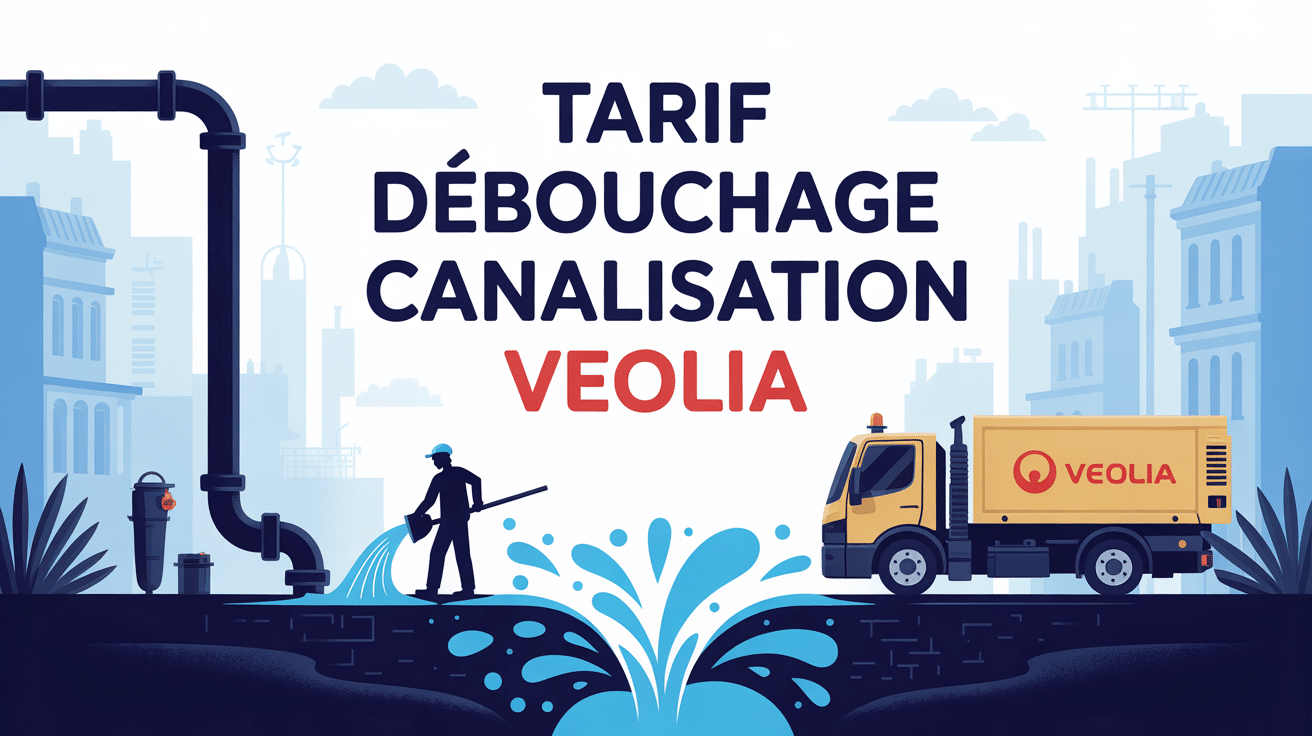 veolia débouchage canalisation : tarif, image vectorielle avec plombier et camion