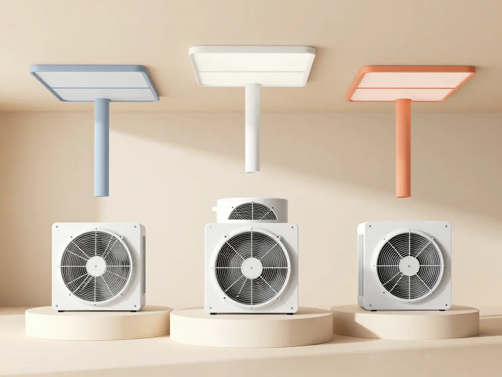 Trois modèles vmc double flux faux plafond sur présentoirs