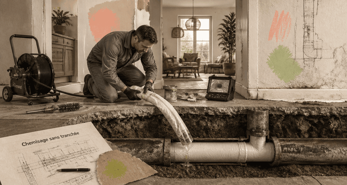 chemisage canalisations ouvrier sous dalle