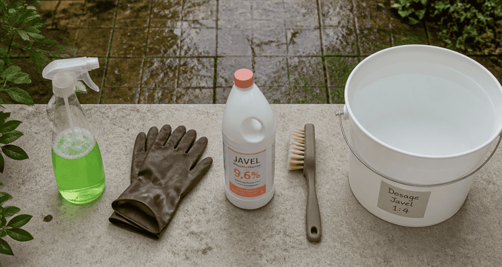 dilution javel 9 6 pour nettoyage terrasse matériel dosage