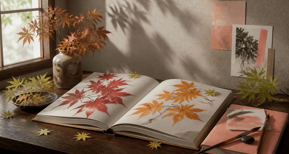 erable feuillage livre table